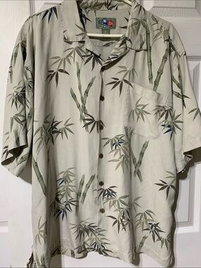 Hilo Hattie Hawaiian original 100% silk bamboo, print shirt extra large